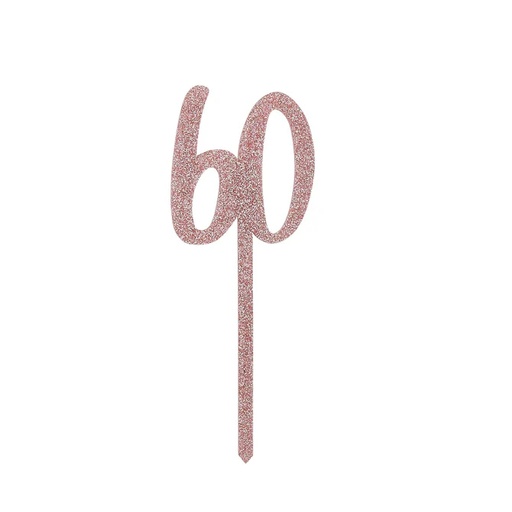 [P2.HBMM1113] Cake Topper rose gold glitter acrylic 60