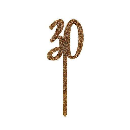 [P2.HBMM152] Cake Topper gold acrylic 30s