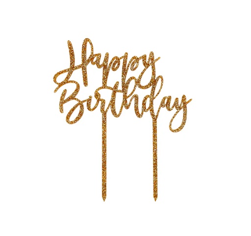 [P2.SPMO025] Cake Topper gld acrylic happy birthday