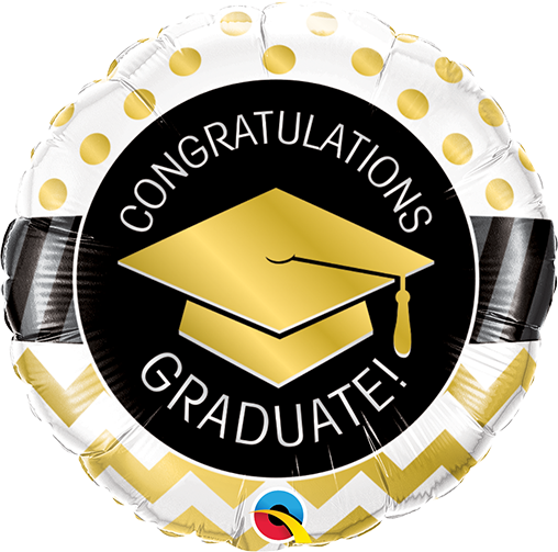 [QTX.15.73663] Graduate Gold Chevron Dots 9"