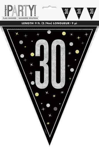 [P1.81952] Glitz Black Flag Banner 9ft 30s