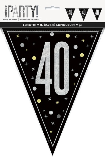 [P1.81953] Glitz Black Flag Banner 9ft 40s