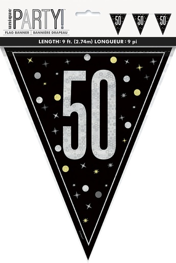 [P1.81954] Glitz Black Flag Banner 9ft 50s