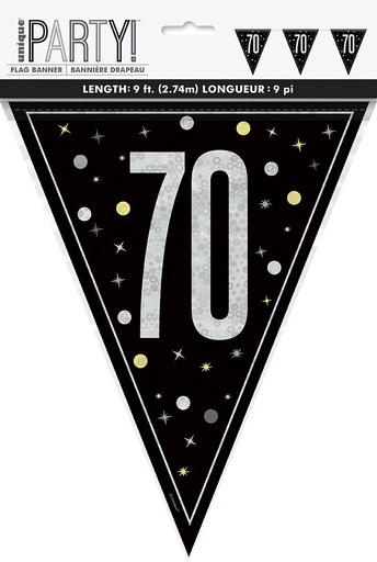 [P1.81956] Glitz Black Flag Banner 9ft 70s