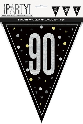 [P1.81958] Glitz Black Flag Banner 9ft 90s