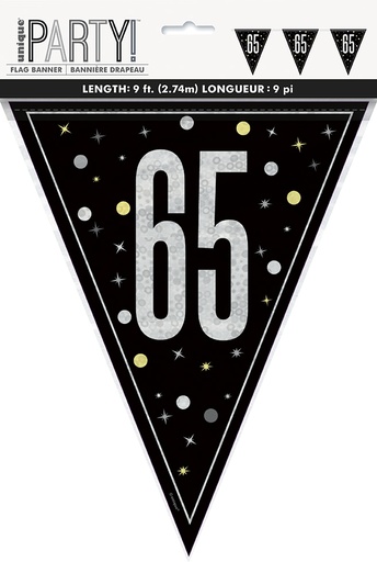 [P1.81959] Glitz Black Flag Banner 9ft 65