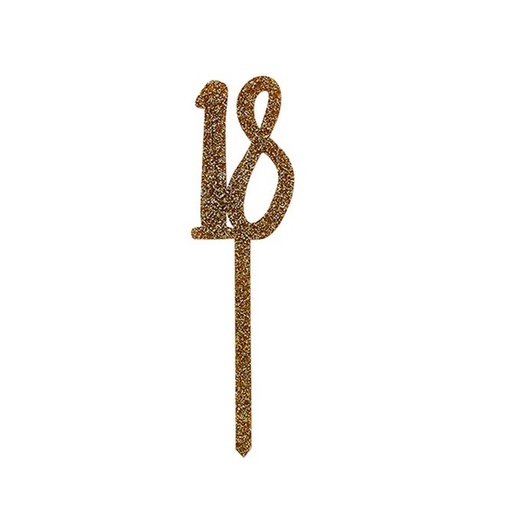 [P2.HBMM158] Cake Topper Gold Glitter Acrylic 18's