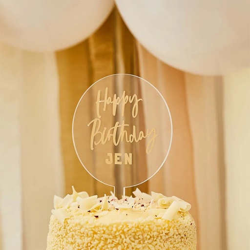 [P2.HBMM312] Cake Topper Acrylic W/Gold Stkrs